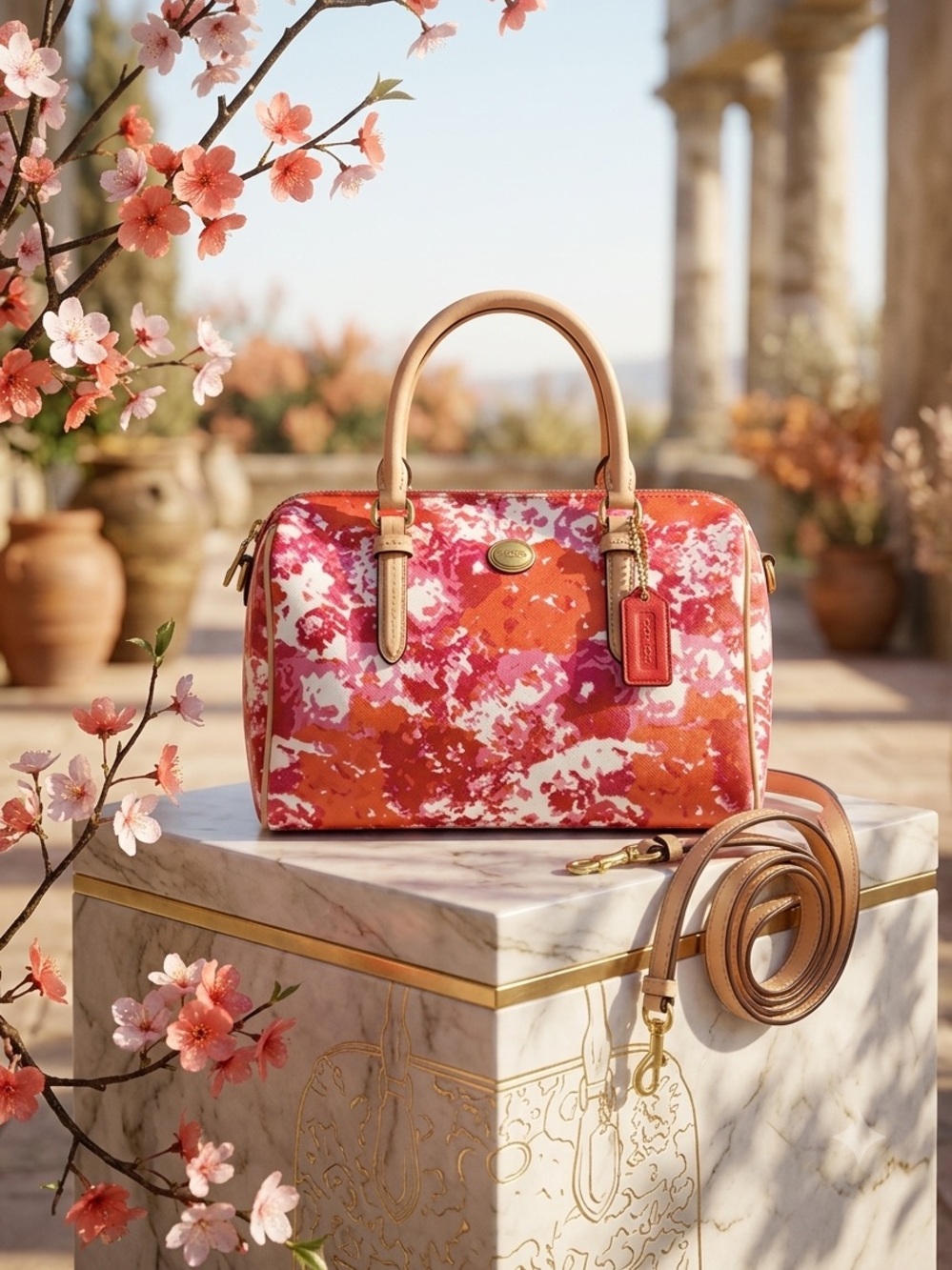 Coach Bennett Peyton Mini Satchel Floral Print Crossbody Bag